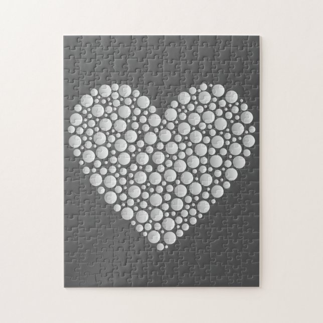 Quebra-cabeça Minimal Heart Circles – White Gradient on Dark  (Vertical)