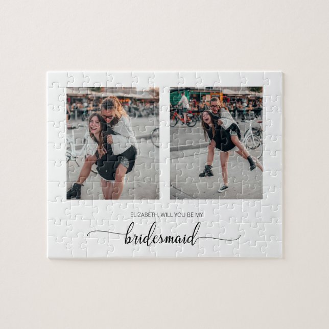 Quebra-cabeça Minimal Will You Be My Bridesmaid Two Photo (Horizontal)