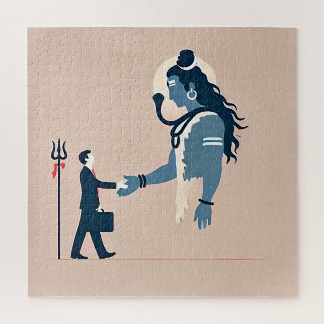 Quebra-cabeça minimalism image of an ordinary person greeting go (Vertical)