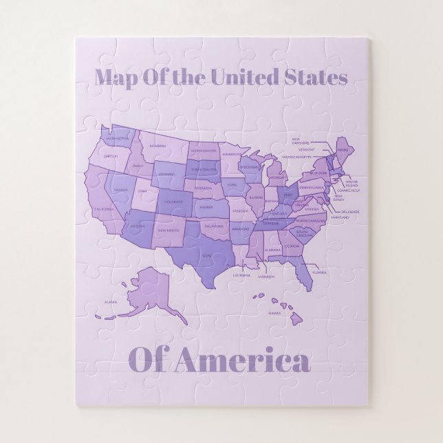 Quebra-cabeça Minimalist United States Map Pink Purple Art (Vertical)