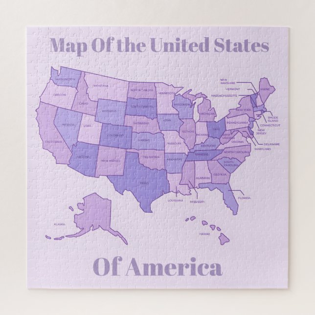 Quebra-cabeça Minimalist United States Map Pink Purple Art (Vertical)