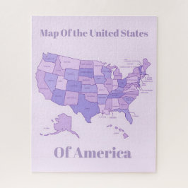 Quebra-cabeça Minimalist United States Map Pink Purple Art