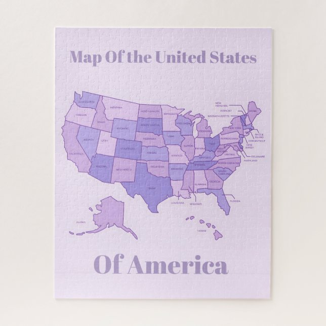 Quebra-cabeça Minimalist United States Map Pink Purple Art (Vertical)