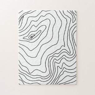 Quebra-cabeça Mínimo de arte em linha branca e preta Design mod