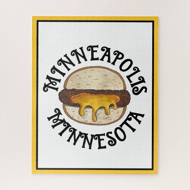 Quebra-cabeça Minneapolis Minnesota MN Juicy Lucy Cheese Burger (Vertical)