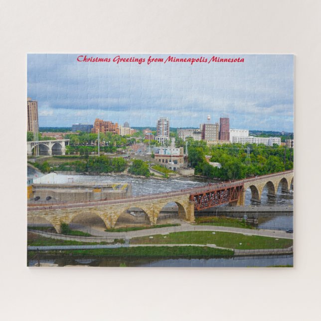 Quebra-cabeça Minneapolis Minnesota .Saudações de Natal (Horizontal)