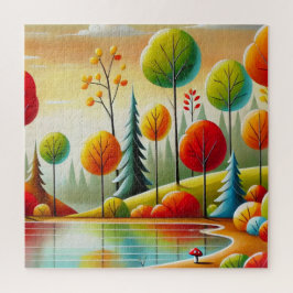 Quebra-cabeça Minnesota Autumn Forest e Lake