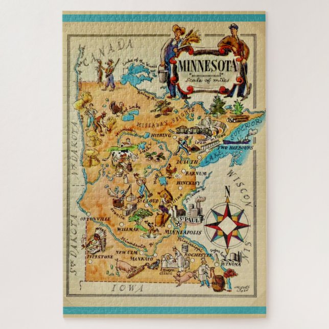 Quebra-cabeça Minnesota Illustrated 20x30 Map  (Vertical)