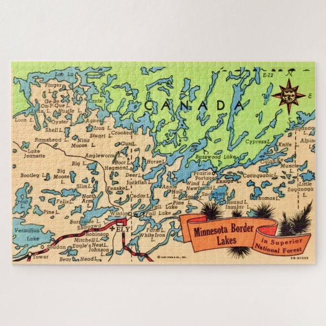 Quebra-cabeça Minnesota Lakes 20x30 Map Jigsaw Puzzle (Horizontal)
