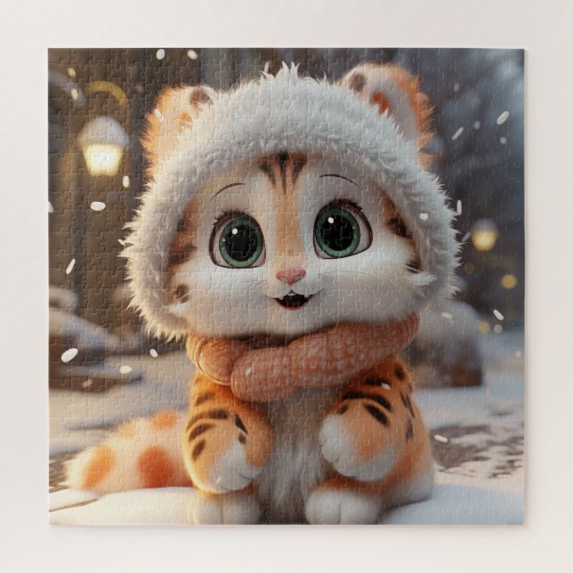 Quebra-cabeça Misha - Um leopardo de neve fofo (Vertical)