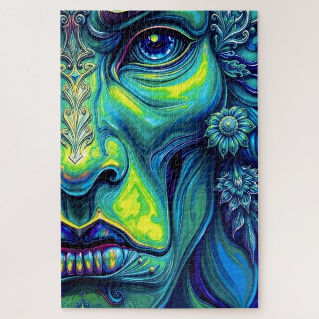 Quebra-cabeça Mistério Étnico: Retrato Abstrato vibrante (Vertical)