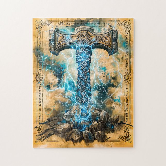 Quebra-cabeça Mjölnir Martelo de Thor com Relâmpago (Vertical)