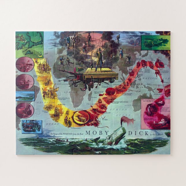 Quebra-cabeça Moby Dick Herman MelvilleThe Voyage of The Pequod (Horizontal)