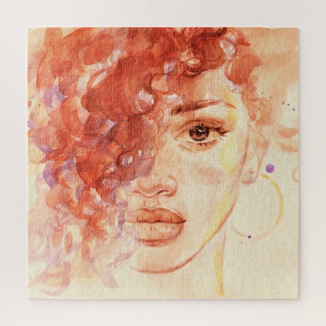 Quebra-cabeça Moda Afro-Americana, ilustração com aquarela. (Vertical)