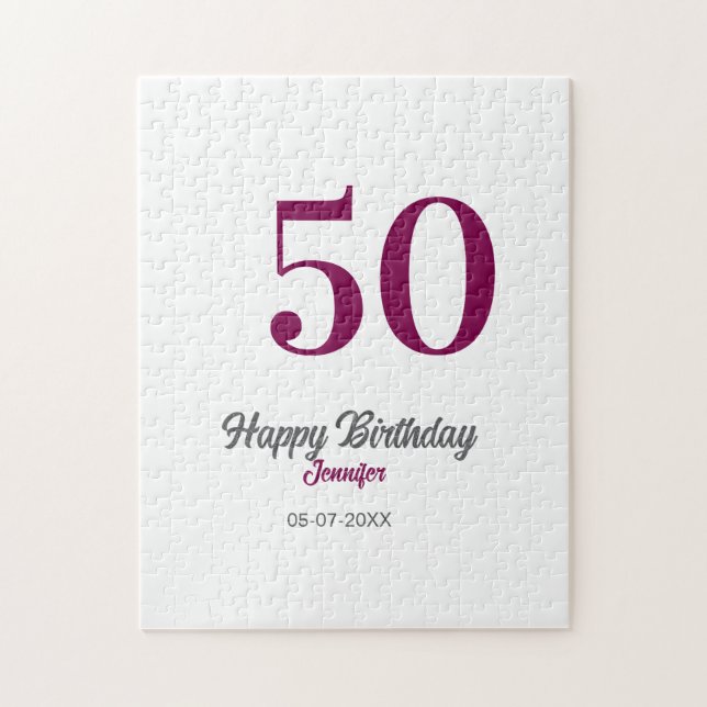 Quebra-cabeça modelo de 50º aniversário adicionar nome data ano  (Vertical)