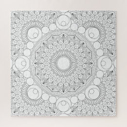 Quebra-cabeça Modelo de Coloração de Mandala Negra Geométrica v2
