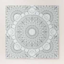 Quebra-cabeça Modelo de Coloração de Mandala Negra Geométrica v2