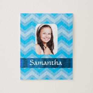 Quebra-cabeça Modelo de foto personalizado do diafrão azul