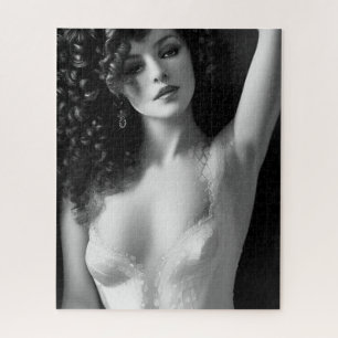 Quebra-cabeça Modelo de lingerie preto e branco