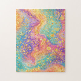 Quebra-cabeça Modern Abstract Glitter Floral Monogram Design    