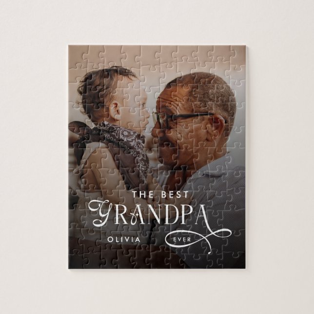 Quebra-cabeça Modern Best GrandPa Ever Photo Personalized (Vertical)