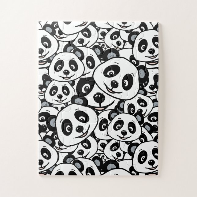 Quebra-cabeça Modern Black and White Cute Panda Bear Pattern (Vertical)
