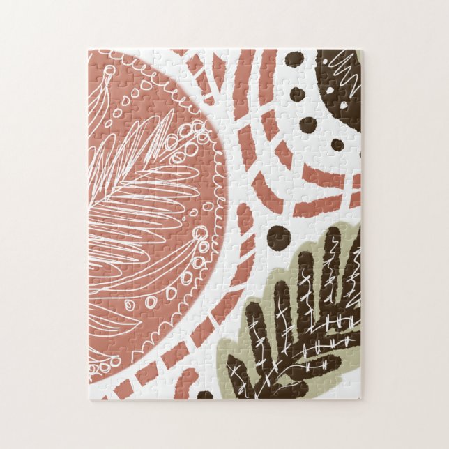 Quebra-cabeça Modern Boho Orgânico Doodles Brown (Vertical)