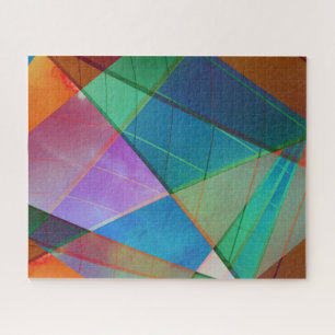Quebra-cabeça Modern, colorful triangles, trapezoid shapes art