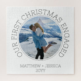 Quebra-cabeça Modern Couple Photo Our First Christmas Engaged