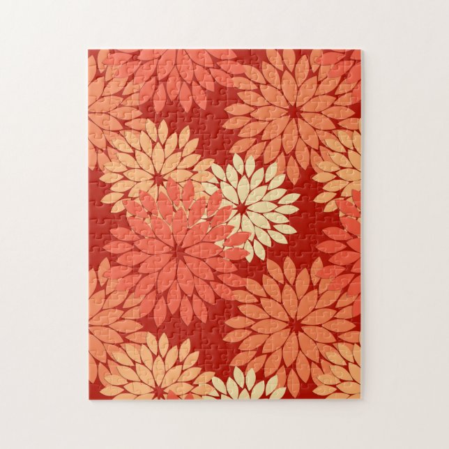 Quebra-cabeça Modern Floral Kimono Impressão, Mandarin Orange (Vertical)