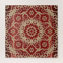 Quebra-cabeça Modern Gold Red Floral Jigsaw Puzzle