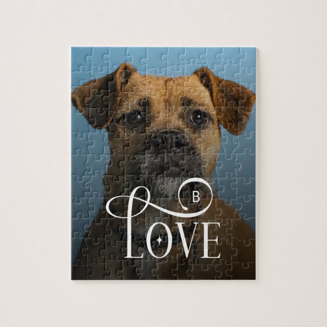 Quebra-cabeça Modern Love Custom Boxer Dog Pets Photo Monogram (Vertical)
