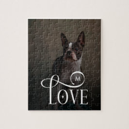 Quebra-cabeça Modern Love Custom Dog Pets Photo Monogram