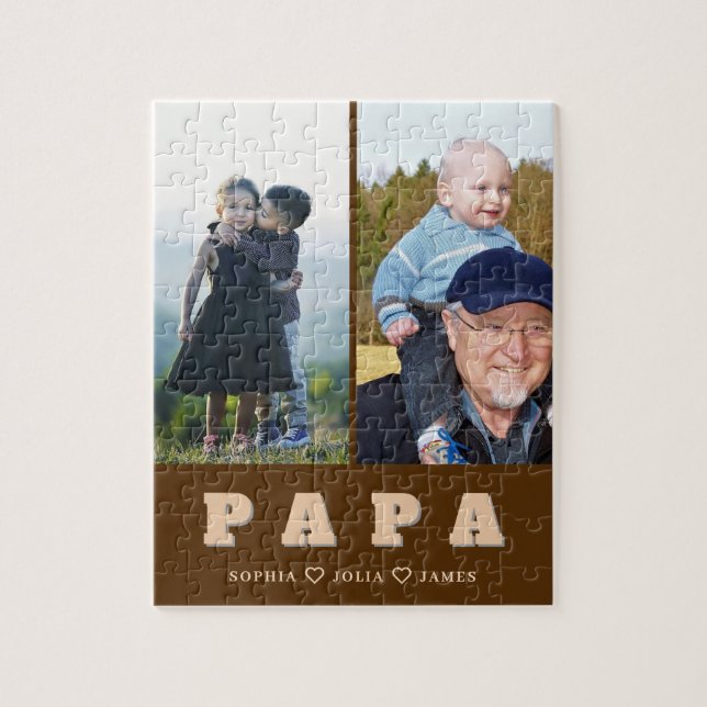 Quebra-cabeça Modern Papa Puzzle with Grandkids’ Photos (Vertical)
