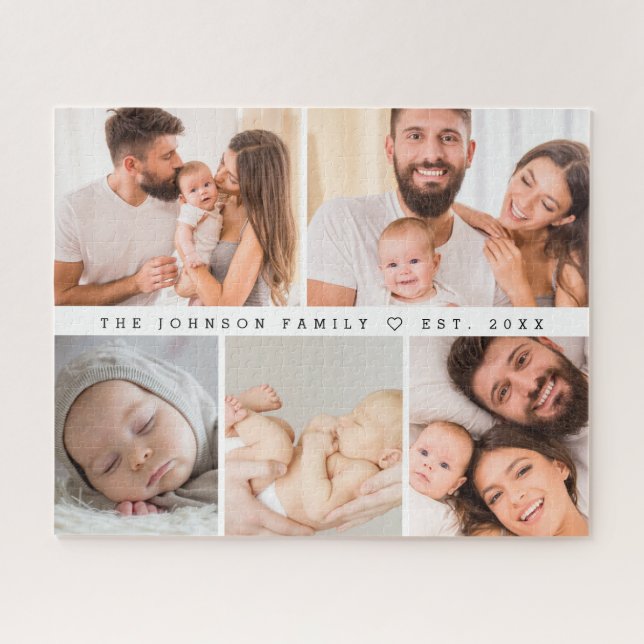 Quebra-cabeça Modern Photo Collage Gallery Family Personalized (Horizontal)