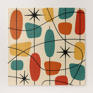 Quebra-cabeça Moderno Abstrato Atômico de Meados do Século