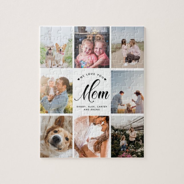 Quebra-cabeça Moderno Amo-Te Mãe Colagem Personalizada De Fotos (Vertical)
