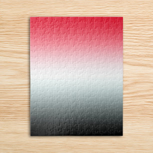 Quebra-cabeça Moderno Branco Vermelho Brilhante e Ombre Preto
