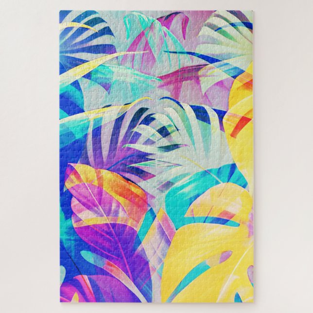 Quebra-cabeça Moderno Floral Abstrato Cor Pastel (Vertical)
