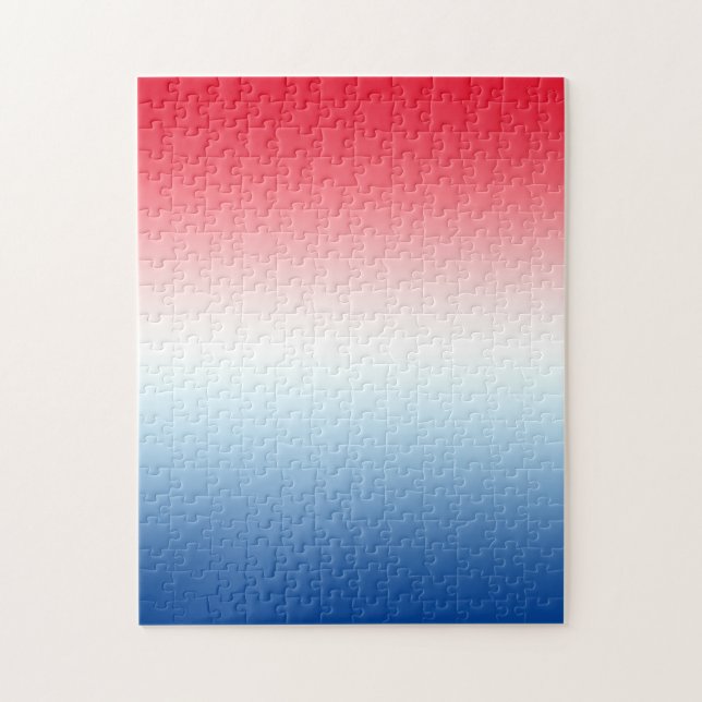 Quebra-cabeça Moderno Vermelho Brilhante Branco e Azul Ombre (Vertical)