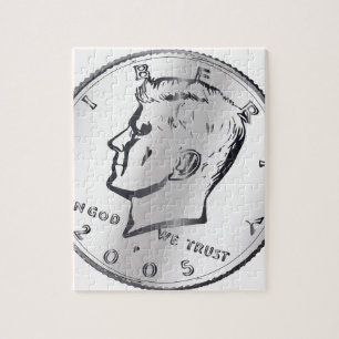Quebra-cabeça Moeda do meio dólar dos E.U. JFK