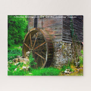 Quebra-cabeça Moinho Antigo Gatlinburg Tennessee. Saudação de Na