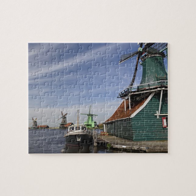 Quebra-cabeça Moinho de vento, Zaanse Schans, Holanda, Países Ba (Horizontal)