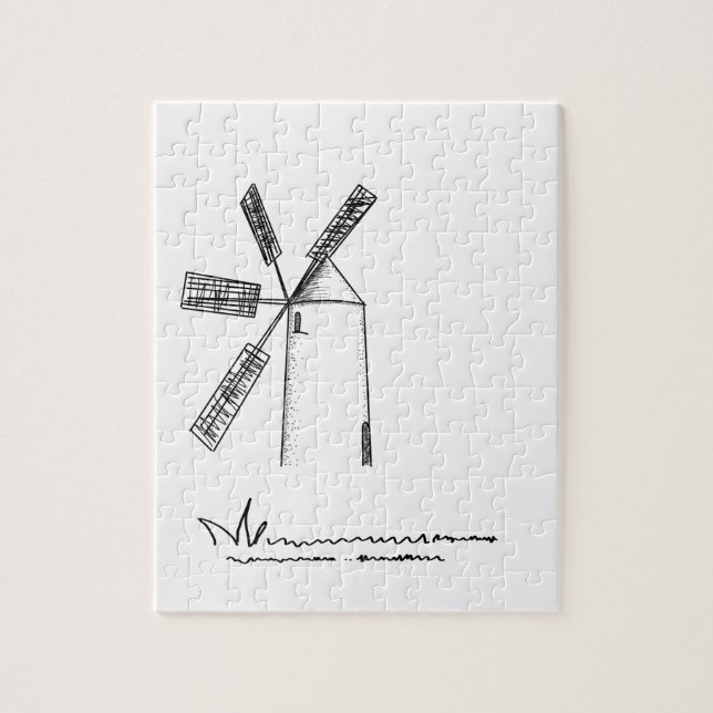 Quebra-cabeça moinho em fundo branco (Vertical)