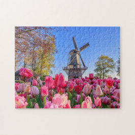 Quebra-cabeça Moinhos de vento e Tulipas dos Países Baixos