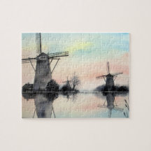 Moinhos de vento em Dawn Kinderdijk Holland Painti