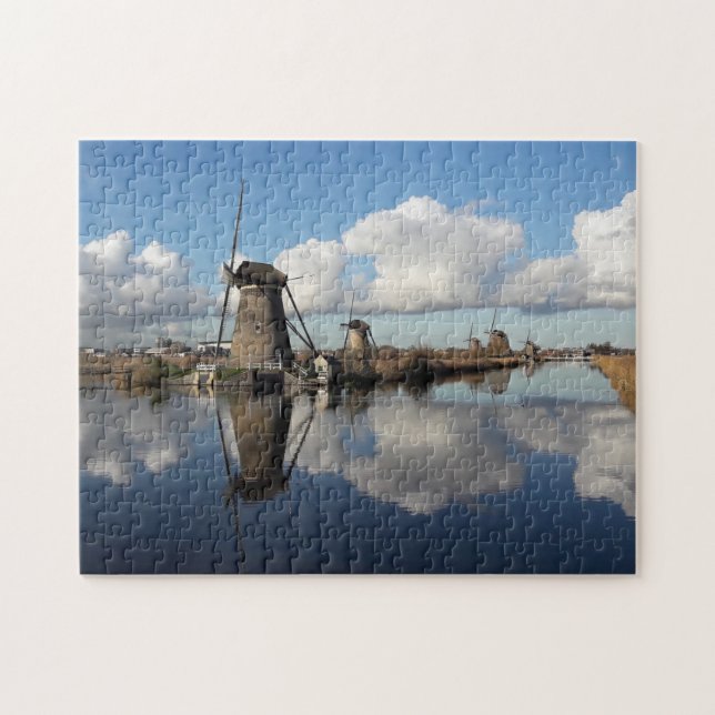Quebra-cabeça Moinhos de Vento Kinderdijk Holanda Holanda Lâmina (Horizontal)