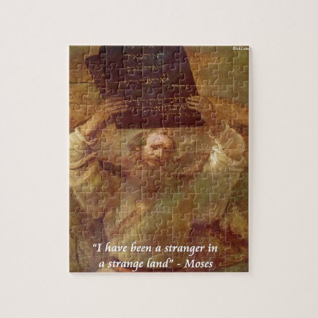 Quebra-cabeça Móisés de Rembrandt & Citação Bíblica (Vertical)