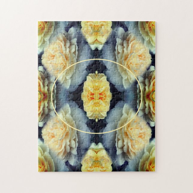 Quebra-cabeça Moldura de Colírio Rosa Amarelo Crie sua própria f (Vertical)