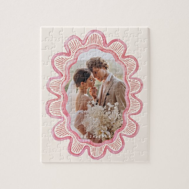 Quebra-cabeça Moldura de fotografia oval, com pintura manual, re (Vertical)